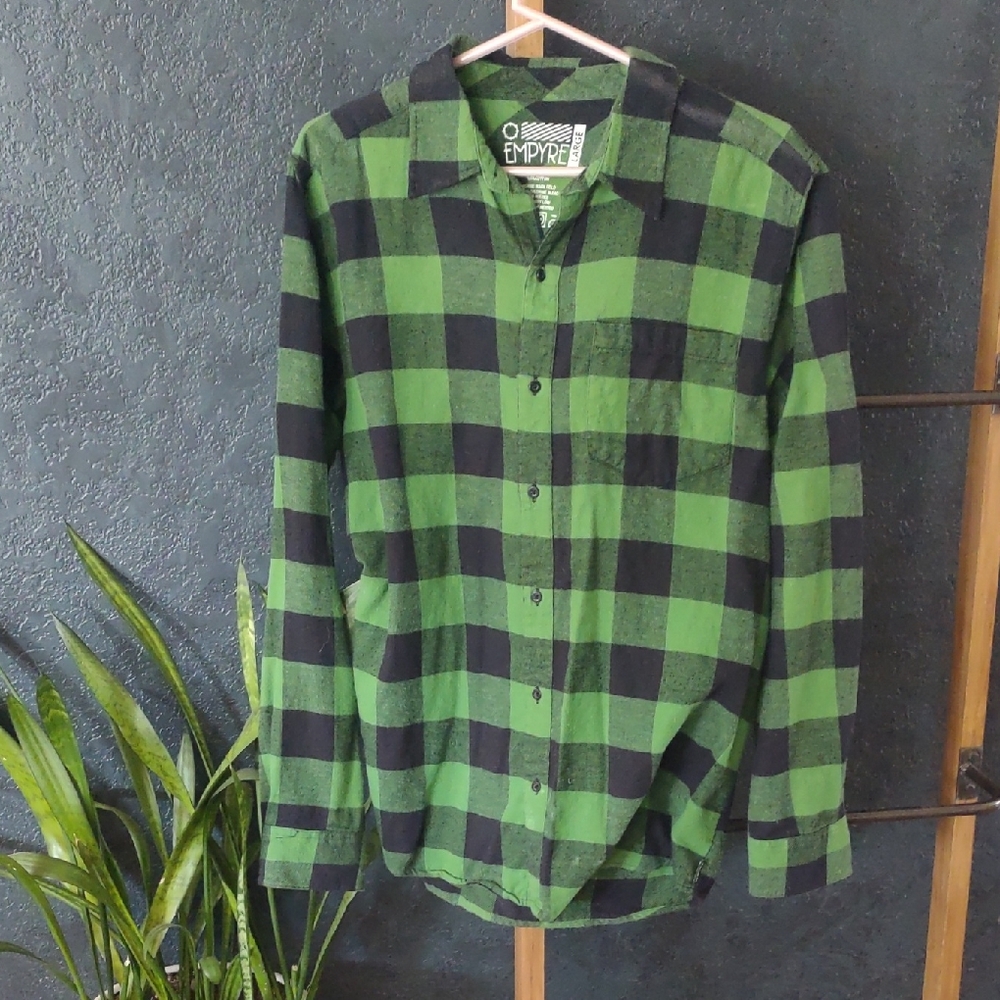 Empyre Green and Black Checkered Men's Shirt